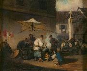 George Chinnery Chinese Street Scene at Macao oil painting on canvas